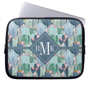 Monogram   Soft Patel Cactus Pattern Laptop Sleeve