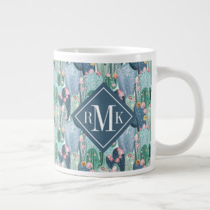 Monogram Soft Patel Cactus Pattern Large Coffee Mug