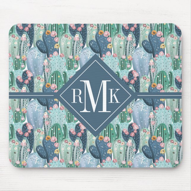 Monogram | Soft Patel Cactus Pattern Mouse Mat (Front)