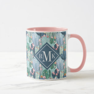 Monogram Soft Patel Cactus Pattern Mug