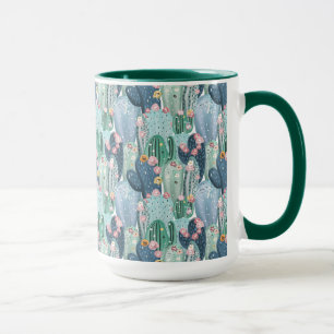 Monogram   Soft Patel Cactus Pattern Mug