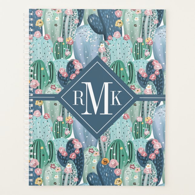 Monogram | Soft Patel Cactus Pattern Planner (Front)