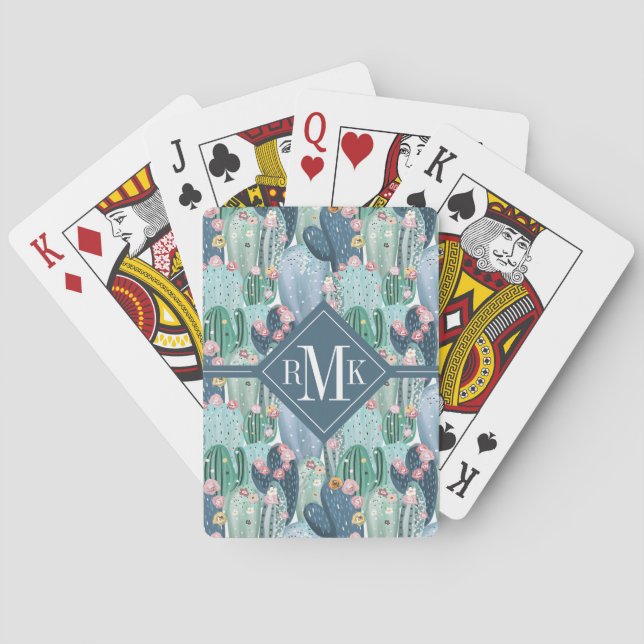 Monogram | Soft Patel Cactus Pattern Playing Cards (Back)