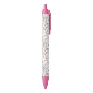 Monogram   Soft Pink Watercolor Pattern Black Ink Pen