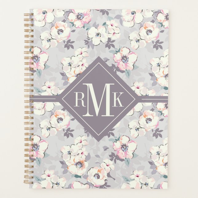 Monogram | Soft Pink Watercolor Pattern Planner (Front)