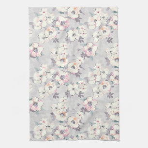 Monogram Soft Pink Watercolor Pattern Tea Towel
