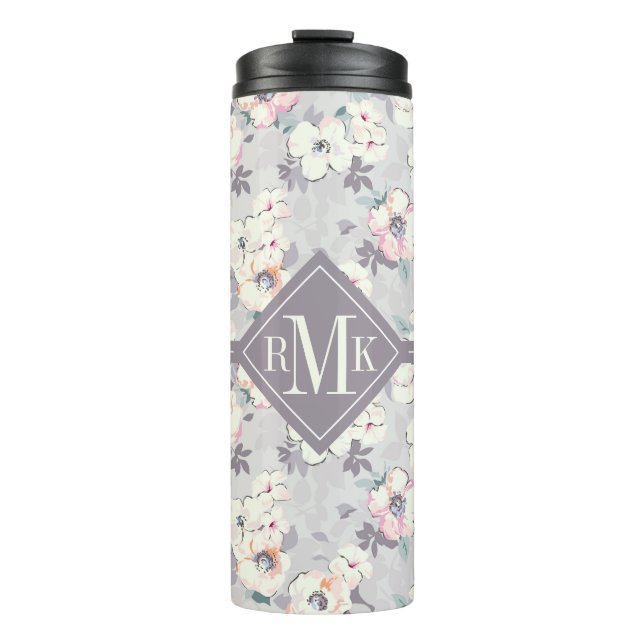 Monogram | Soft Pink Watercolor Pattern Thermal Tumbler (Front)