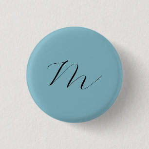 Monogram Solid Blue Pastel Minimalist Professional 3 Cm Round Badge