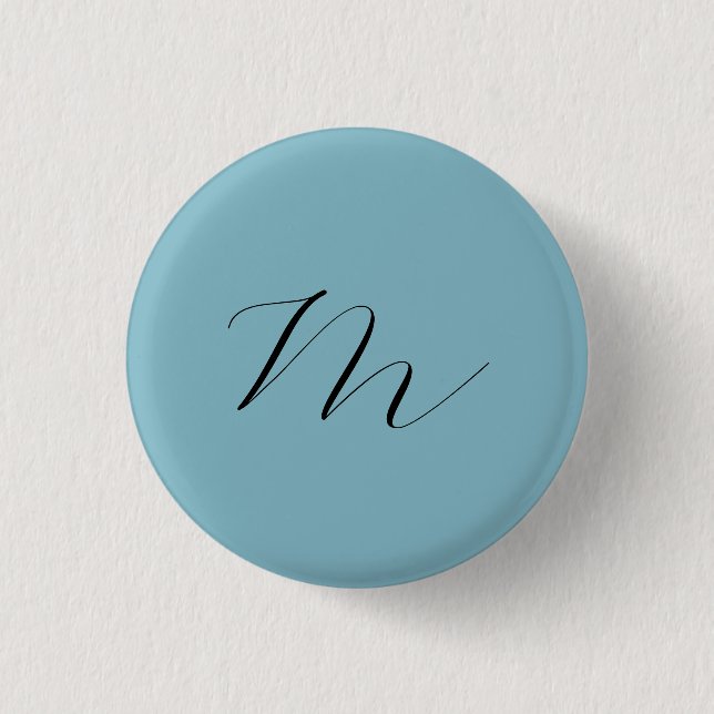 Monogram Solid Blue Pastel Minimalist Professional 3 Cm Round Badge (Front)
