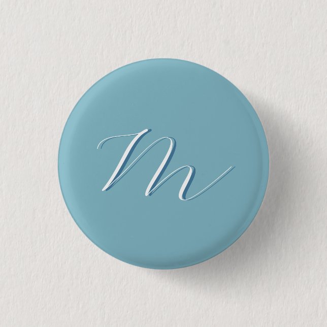 Monogram Solid Blue Pastel Minimalist Professional 3 Cm Round Badge (Front)