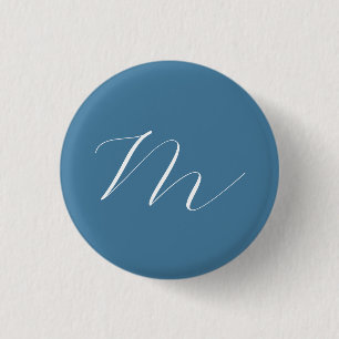 Monogram Solid Blue Pastel Minimalist Professional 3 Cm Round Badge