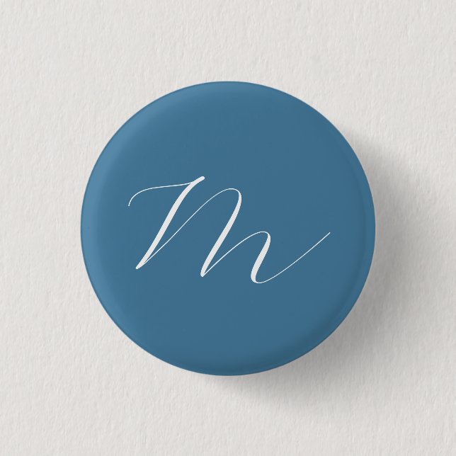 Monogram Solid Blue Pastel Minimalist Professional 3 Cm Round Badge (Front)