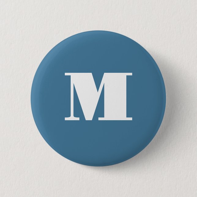 Monogram Solid Blue Pastel Minimalist Professional 6 Cm Round Badge (Front)