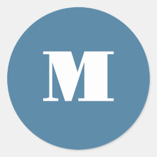 Monogram Solid Blue Pastel Minimalist Professional Classic Round Sticker