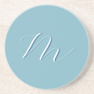 Monogram Solid Blue Pastel Minimalist Professional Coaster