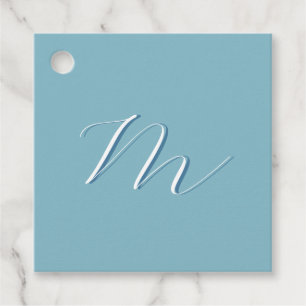 Monogram Solid Blue Pastel Minimalist Professional Favour Tags