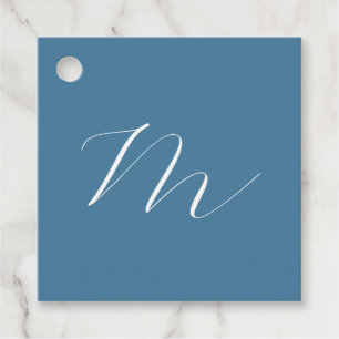 Monogram Solid Blue Pastel Minimalist Professional Favour Tags