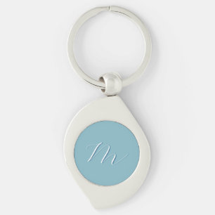 Monogram Solid Blue Pastel Minimalist Professional Key Ring