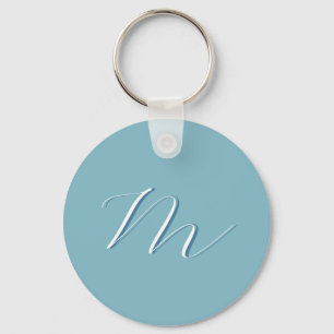 Monogram Solid Blue Pastel Minimalist Professional Key Ring