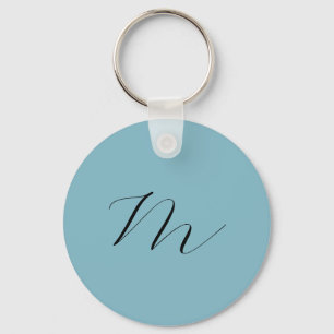 Monogram Solid Blue Pastel Minimalist Professional Key Ring
