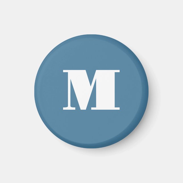 Monogram Solid Blue Pastel Minimalist Professional Magnet (Front)