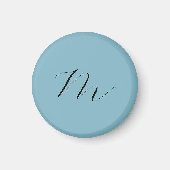 Monogram Solid Blue Pastel Minimalist Professional Magnet (Front)