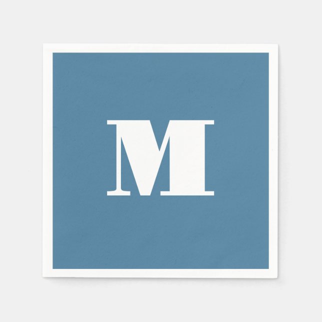 Monogram Solid Blue Pastel Minimalist Professional Napkin (Front)