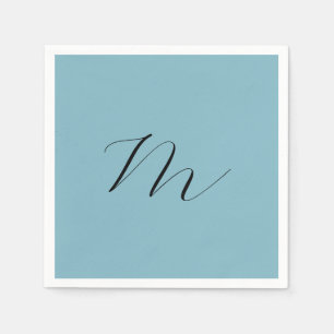 Monogram Solid Blue Pastel Minimalist Professional Napkin