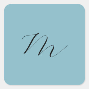 Monogram Solid Blue Pastel Minimalist Professional Square Sticker