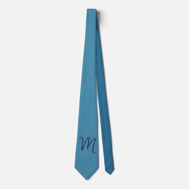 Monogram Solid Blue Pastel Minimalist Professional Tie (Front)