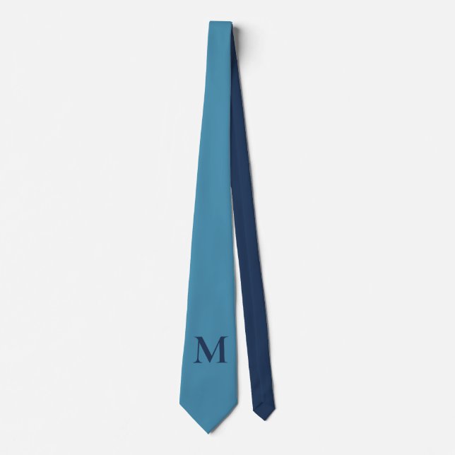 Monogram Solid Blue Pastel Minimalist Professional Tie (Front)