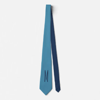 Monogram Solid Blue Pastel Minimalist Professional Tie