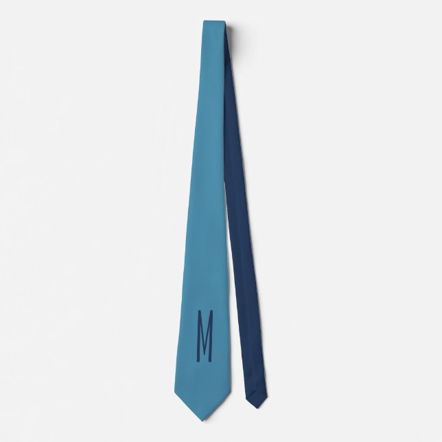 Monogram Solid Blue Pastel Minimalist Professional Tie (Front)