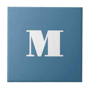 Monogram Solid Blue Pastel Minimalist Professional Tile