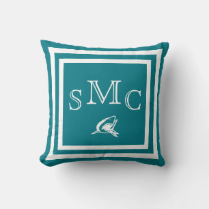 MONOGRAM Solid blue Shark plain pillow