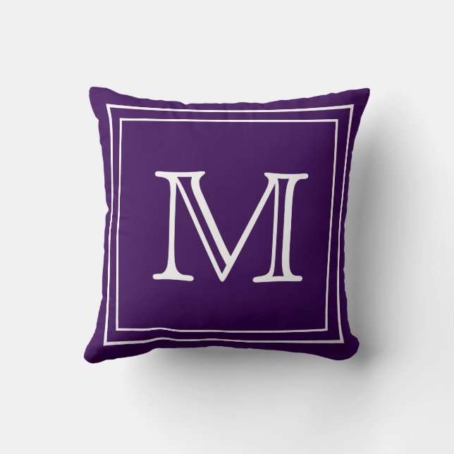 MONOGRAM solid bright purple personalised custom T Cushion (Back)