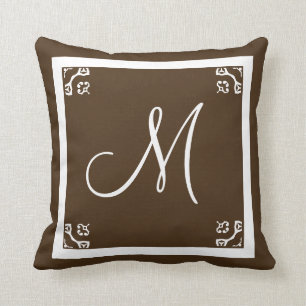 MONOGRAM solid brown personalised custom Cushion