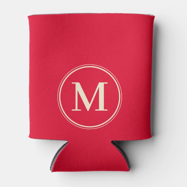 Monogram Solid Cherry Picking Pink Colour  Can Cooler (Front)