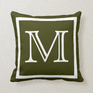 MONOGRAM solid dark army olive green pillow
