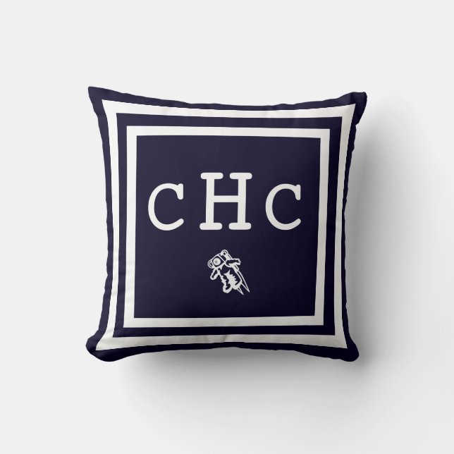 MONOGRAM Solid dark blue plain pillow (Front)