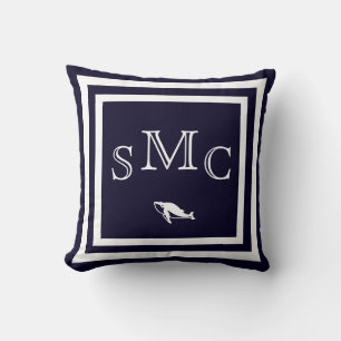 MONOGRAM Solid dark blue plain pillow