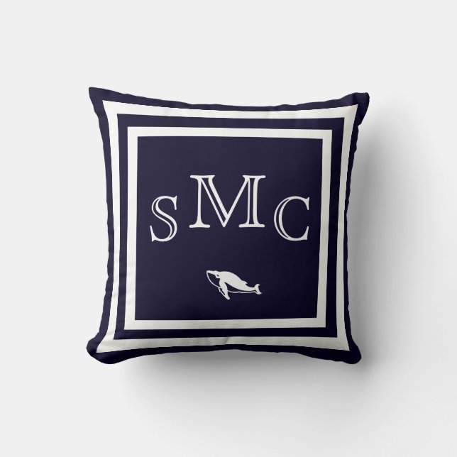 MONOGRAM Solid dark blue plain pillow (Front)