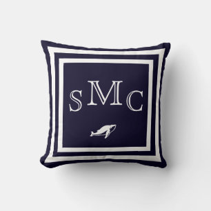 MONOGRAM Solid dark blue plain pillow