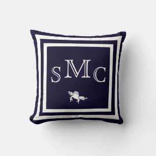 MONOGRAM Solid dark blue plain pillow