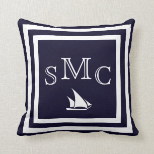 MONOGRAM Solid dark blue plain pillow