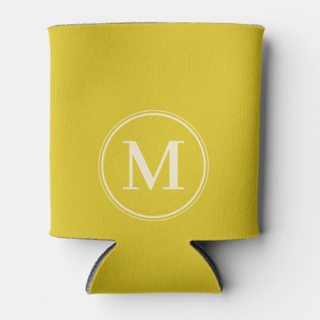 Monogram Solid Dark Lemon Colour  Can Cooler (Front)