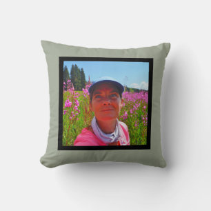 MONOGRAM solid grey and white add instagram photo Cushion