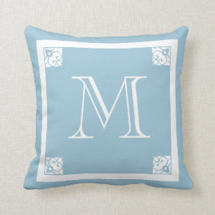 MONOGRAM solid LIGHT GREY blue custom Cushion