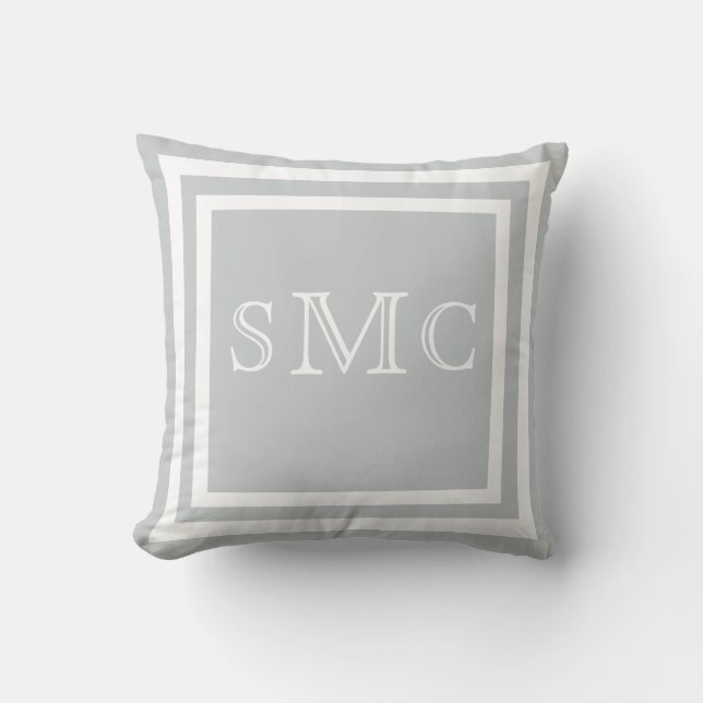 MONOGRAM Solid light grey plain pillow (Front)