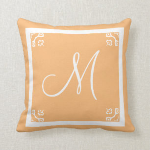 MONOGRAM solid light peach personalised custom Cushion